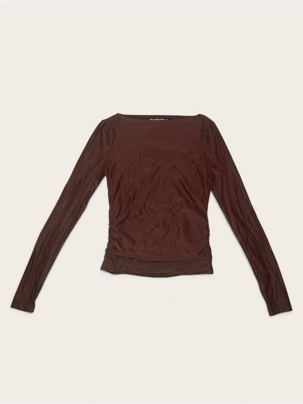 Abercrombie & Fitch Women's Long Sleeve Boatneck Top in Brown Size Small